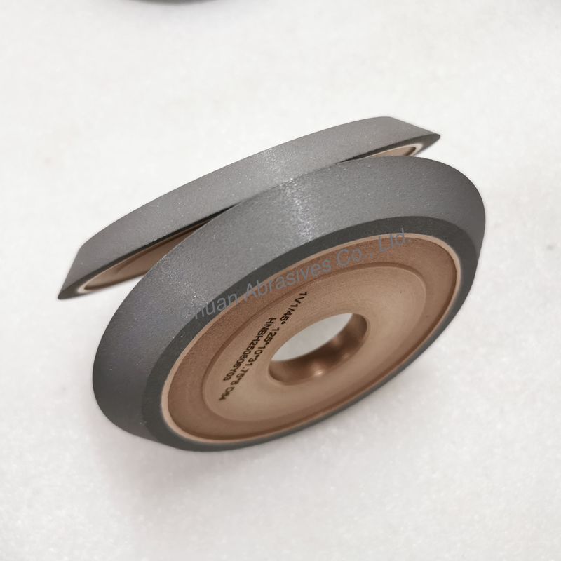 Resin And Metal Hybrid Bond Hybrid 1V1/45° 125*10*31.75*6mm D64 Diamond Grinding Wheel